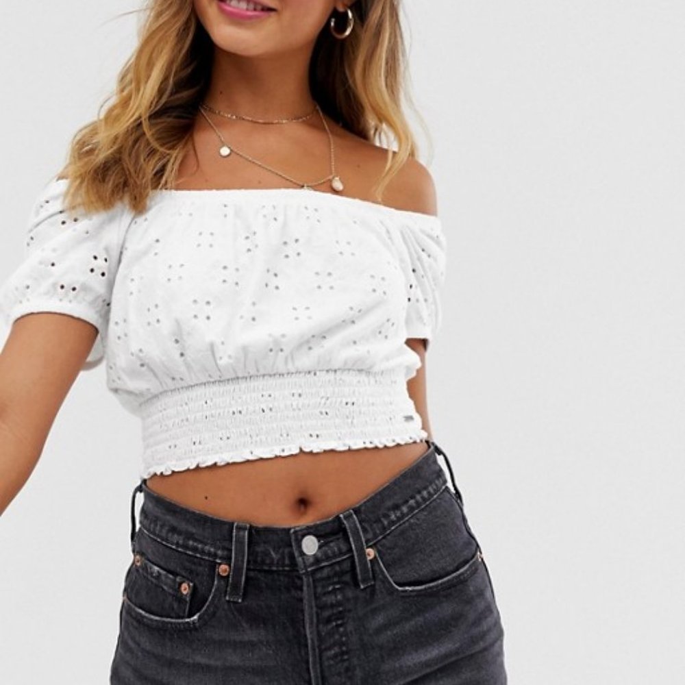 HOLLISTER White Off the Shoulder Top